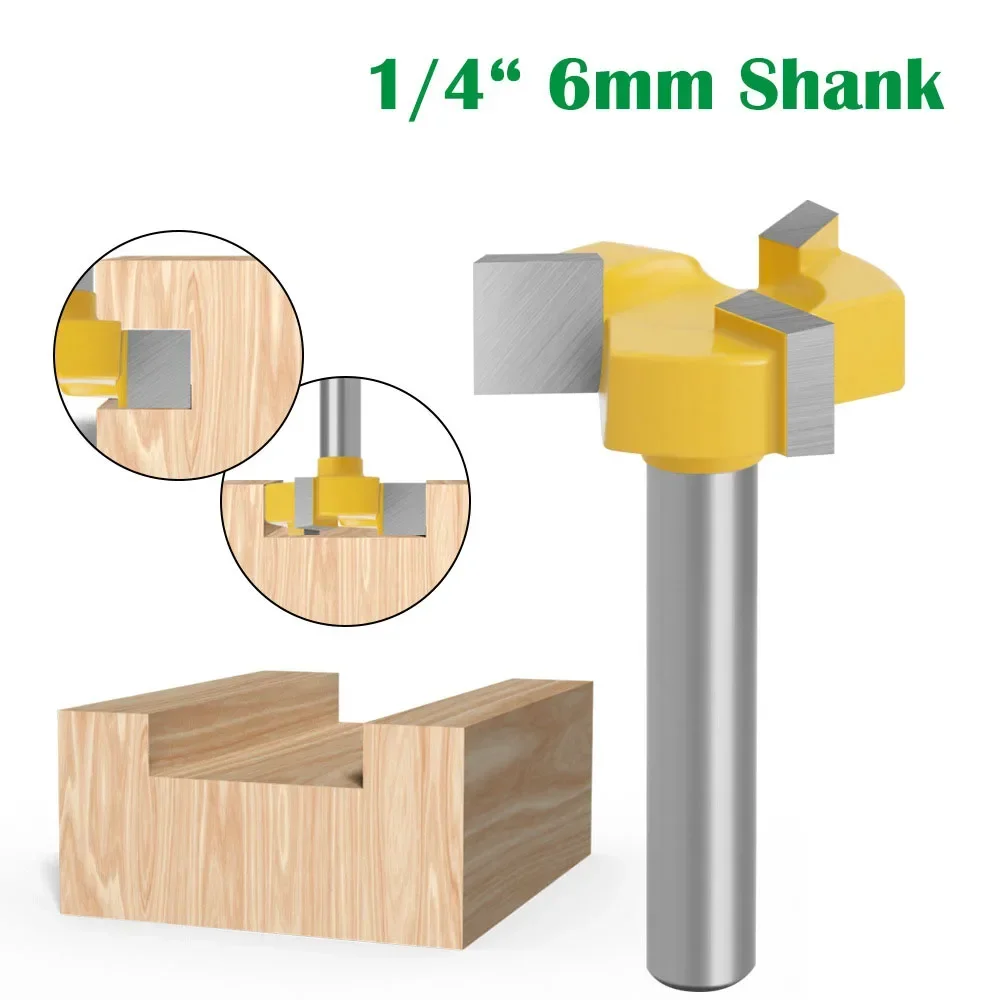 

1 шт., 1/4 дюйма, 6,35 мм, 6 мм, фреза с хвостовиком, резьба по дереву, 3 зуба, фреза с Т-образным пазом, фреза с прямой кромкой, долбежная ручка для дерева