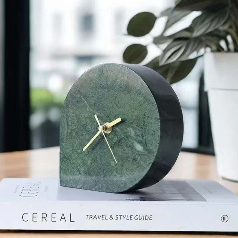 Creative Table Clock Modern Miniature Desk Clock Light Luxury Marble Clocks Ornaments Living Room Art Decoration Accessories