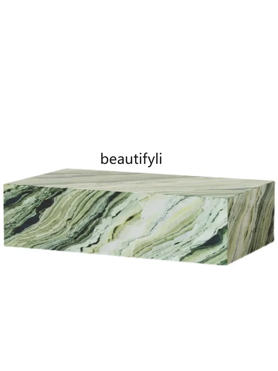 

Modern simple natural marble coffee table living room household small apartment designer creative minimalist square coffee table