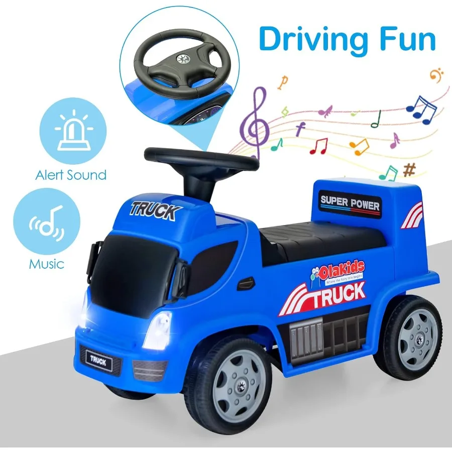 Ride On Push Car 2 en 1, camion coulissant pied au sol avec remorque détachable, phares de volant, alarme musicale, jouet sonore Wal