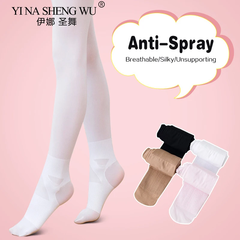 

Детские танцевальные носки с защитой от брызг, белые летние тонкие колготки для девочек, танцевальная подошва, противоскользящая балетная подошва, белые колготки
