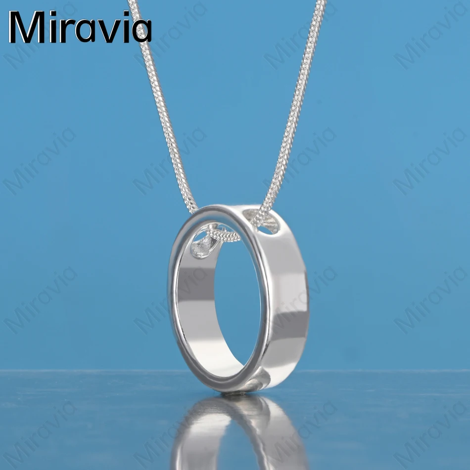 

Miravia 925 Sterling Silver Round Pendant Necklace For Women - Vintage Elegant And Noble Party Jewelry