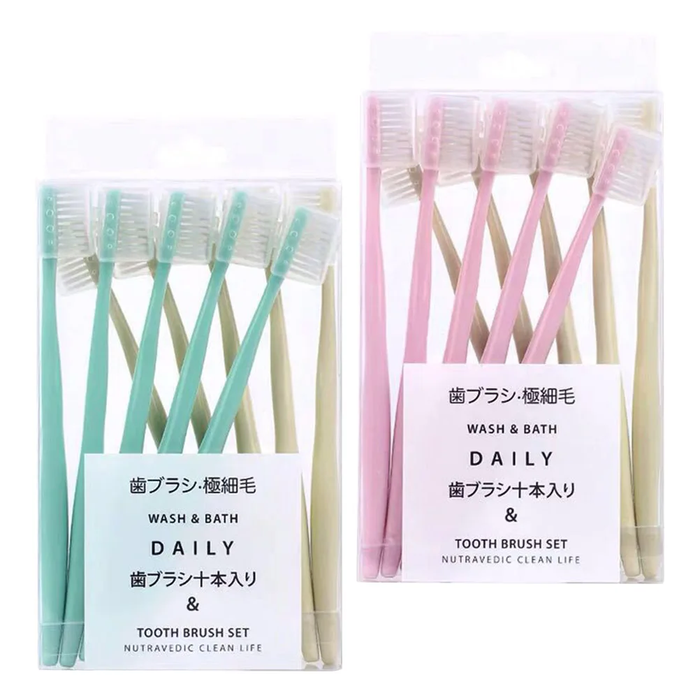 20 قطعة فرشاة أسنان ذات شعيرات ناعمة برأس صغير محمول للعناية بالفم حزمة فرشاة أسنان يدوية مع غطاء مريح ومقبض مانع للانزلاق عميق