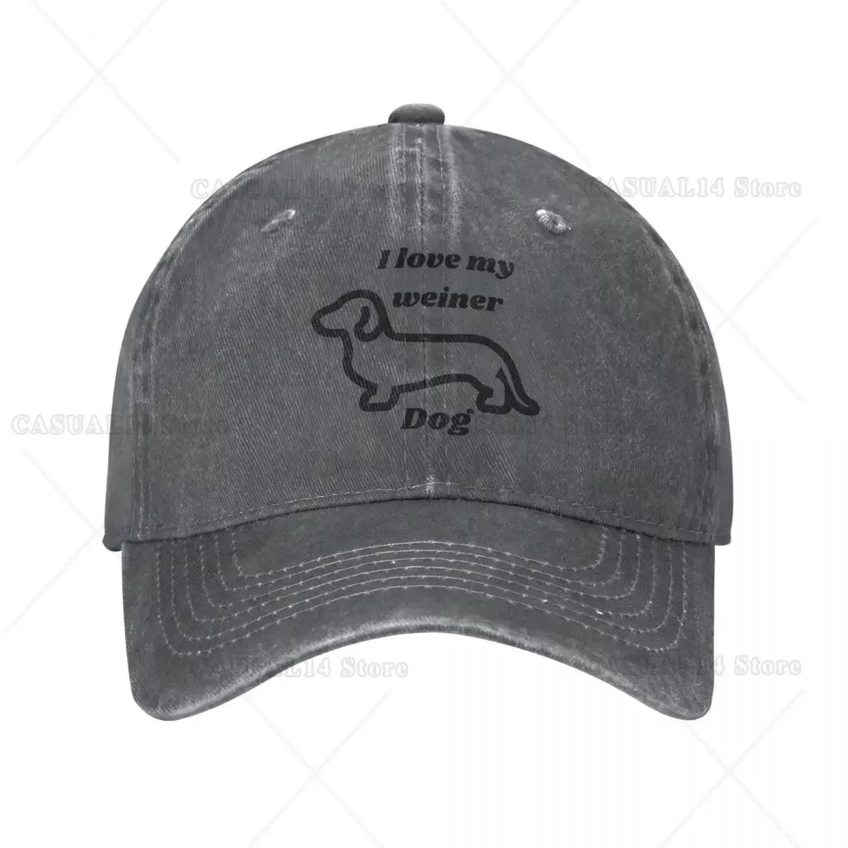 

Casual I Love My Weiner Dog Dachshund Baseball Caps Unisex Style Distressed Washed Snapback Hat Outdoor Summer Hats Cap