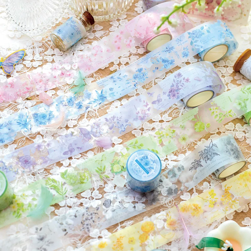 Card Lover 1 Roll [Flower Language Series] Lovely Journal Masking Tape PET Washi Tape Scrapbooking Material Scrapbook Kit