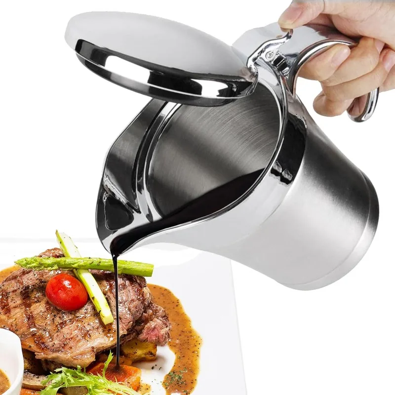 

500/750ML Stainless-Steel Gravy Boat With Lid for Serving Jars of Gravy or Cream for Thanksgiving Gravy Boat With Warmer