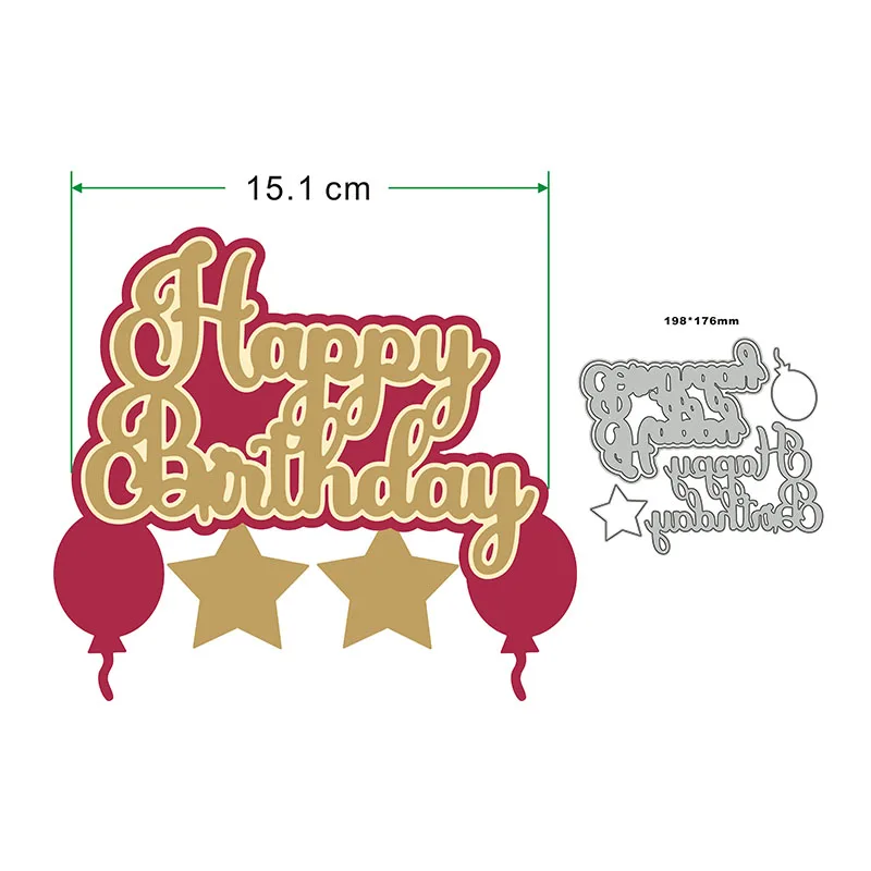 New Cheers Happy Birthday Craft Embossing Mold 2024 Metal Cutting Dies for DIY Decorative Scrapbooking Album Card Making