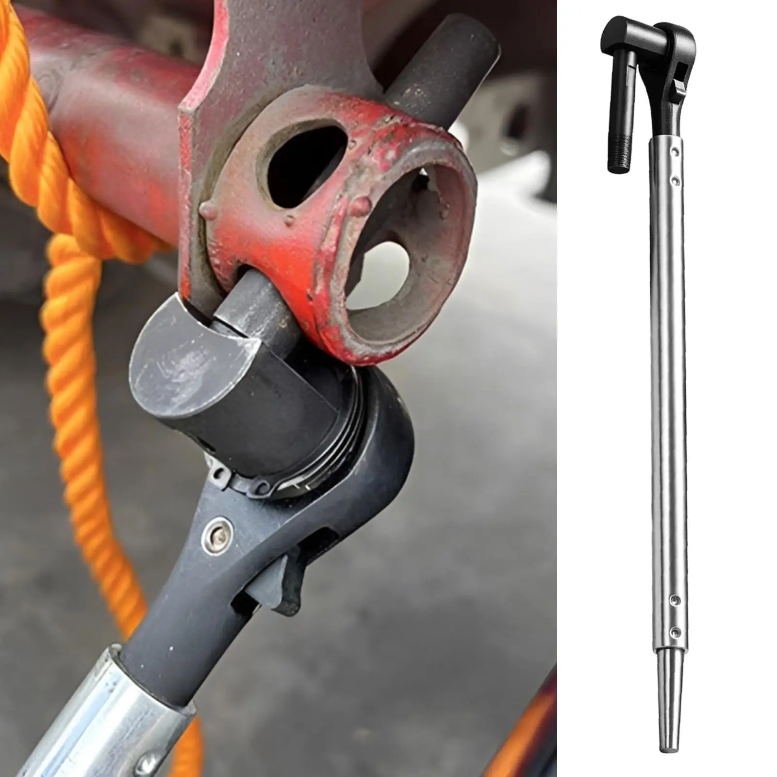 Winch Bar for Flatbed Trailer Heavy-Duty Belt Wrench Tool Ratchet Cargo Winch Tensioner Wrench for Truck Flatbed Trailer Strap