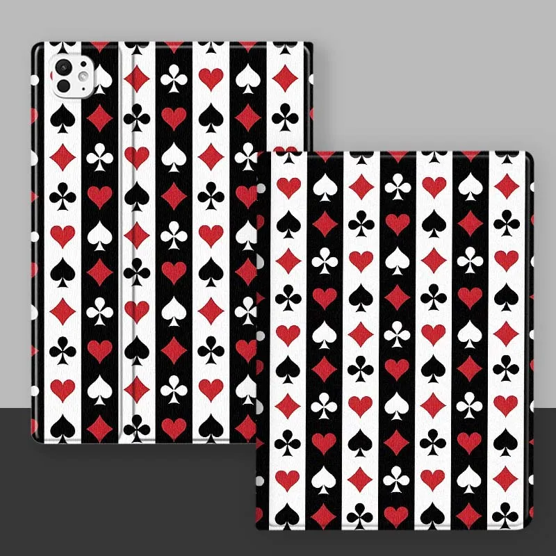 Cartoon Poker Pattern Design Cover For iPad Pro Mini Air 1 2 3 4 5 6 7 10 11 th 8 9 gen 11 M4 M5 Foldable Tablet Case