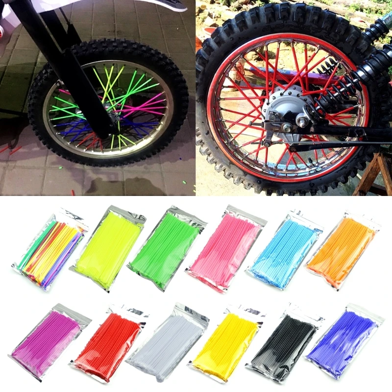 Spoke 72Pcs Multiple Color Dirt Bikes Spoke Cover 9.5'' Length Wheel Wrap Pipe Trim Universals for Motorcycle