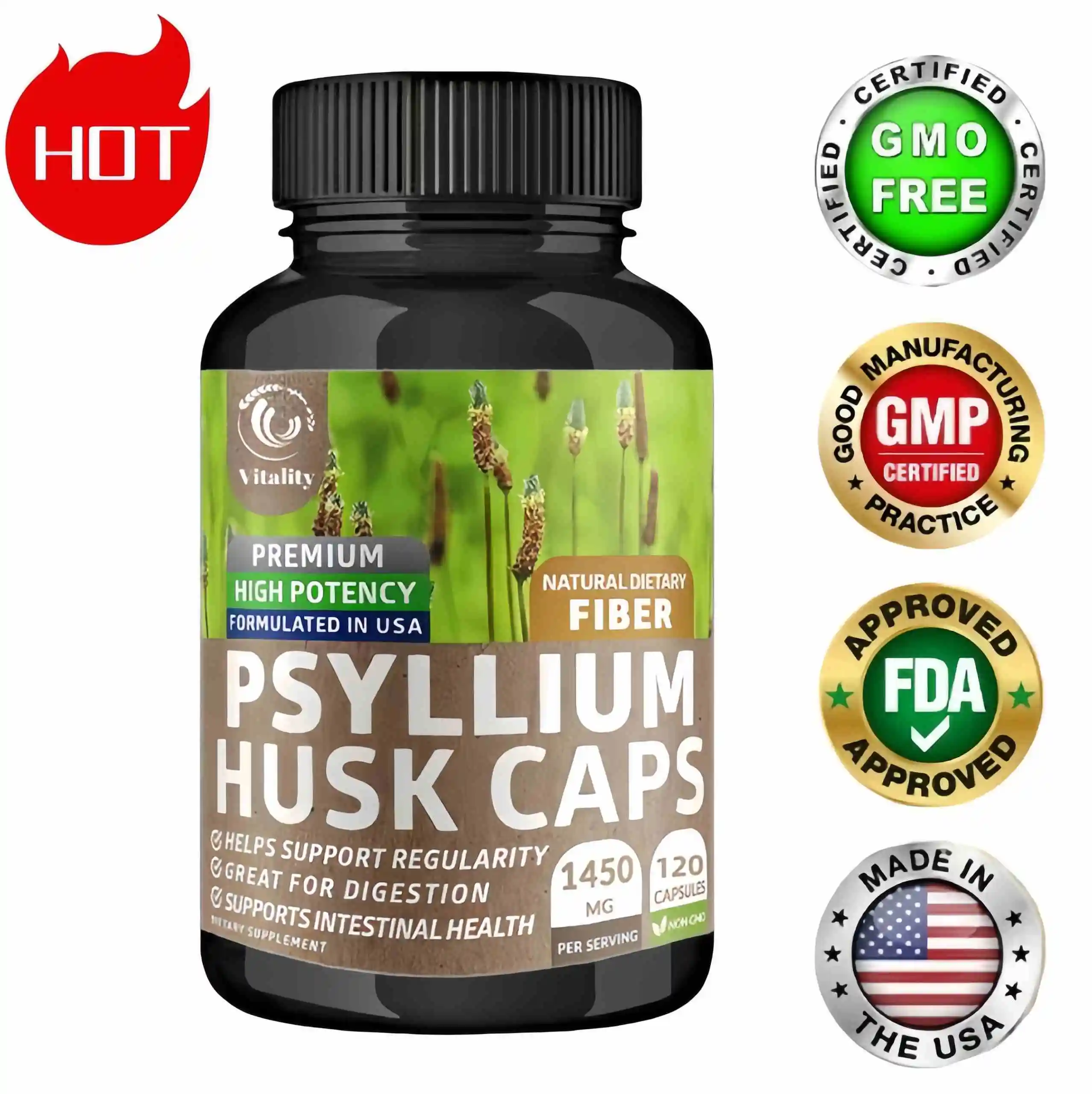 Psyllium Husk Caps, Supports Gut Health - Helps Maintain Regularity, Natural Soluble Fiber