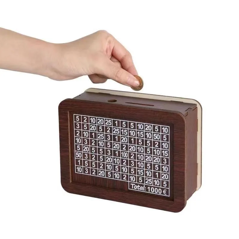 1000/2000/3000/5000/10000 Euro Para Kutusu Ahşap Kumbara Para Kasası Tasarruf Kutusu Mücadelesi Nakit saklama kutusu