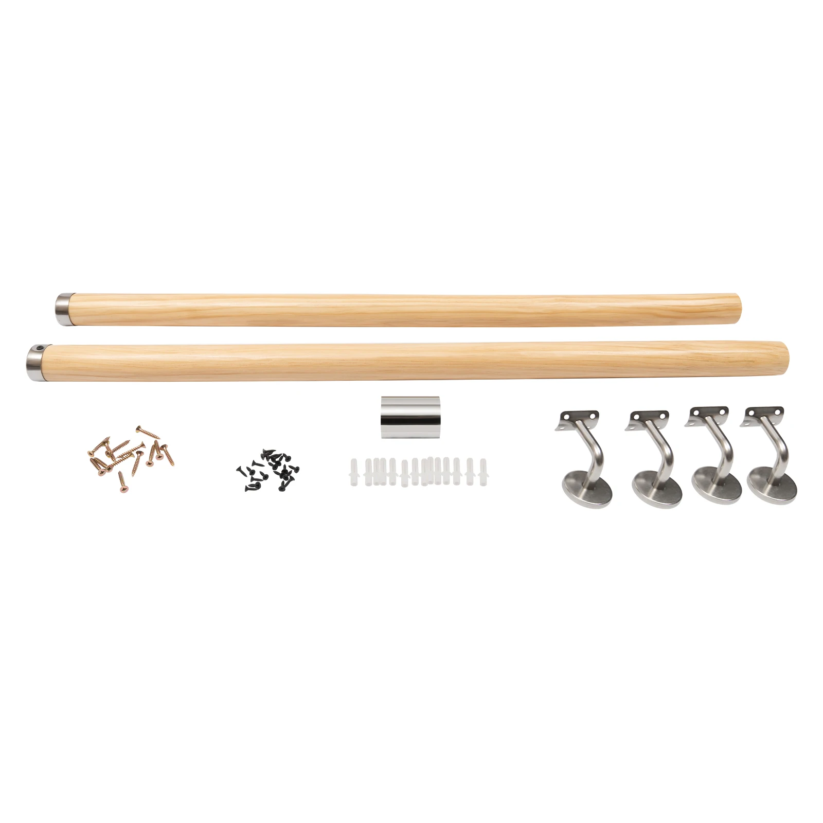 2 متر خشب متين درابزين درج داخلي 6.6FT خشبي حديث أصفر اللون PVC درابزين الدرج مع 4 قطعة بين قوسين السكك الحديدية