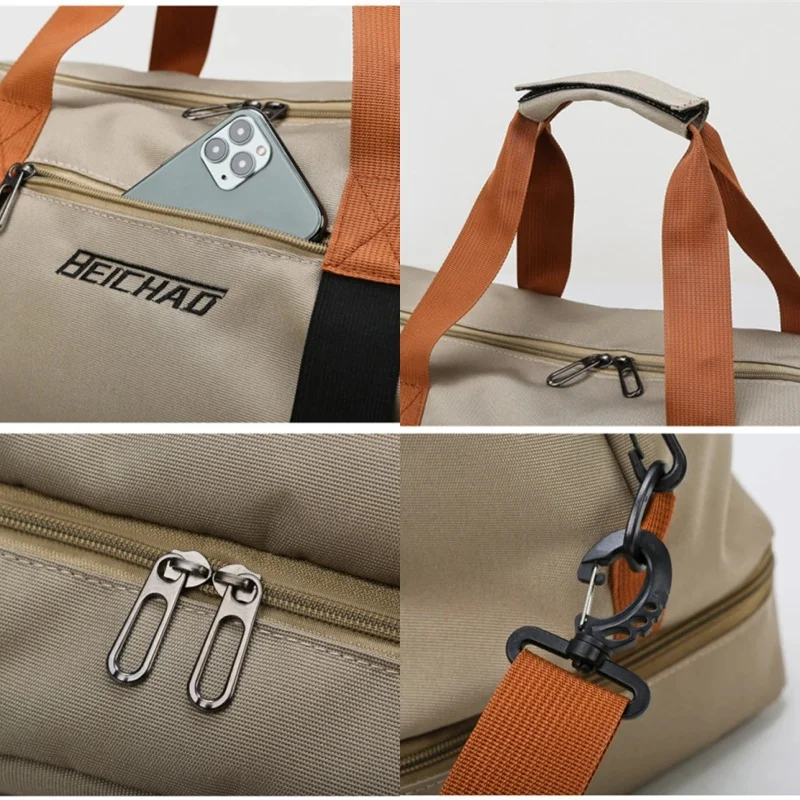 حقيبة لياقة بدنية ذات سعة كبيرة، حقيبة ظهر رياضية للسفر مقاومة للماء، حقيبة ظهر للسفر للجنسين، حزام كتف وحقيبة رياضية بمقبض