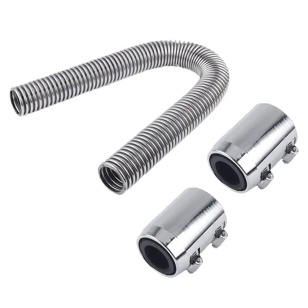 

24inch Radiator Hose Kit w/ 2 End Caps Fit for Ford 60cm in Length Polished