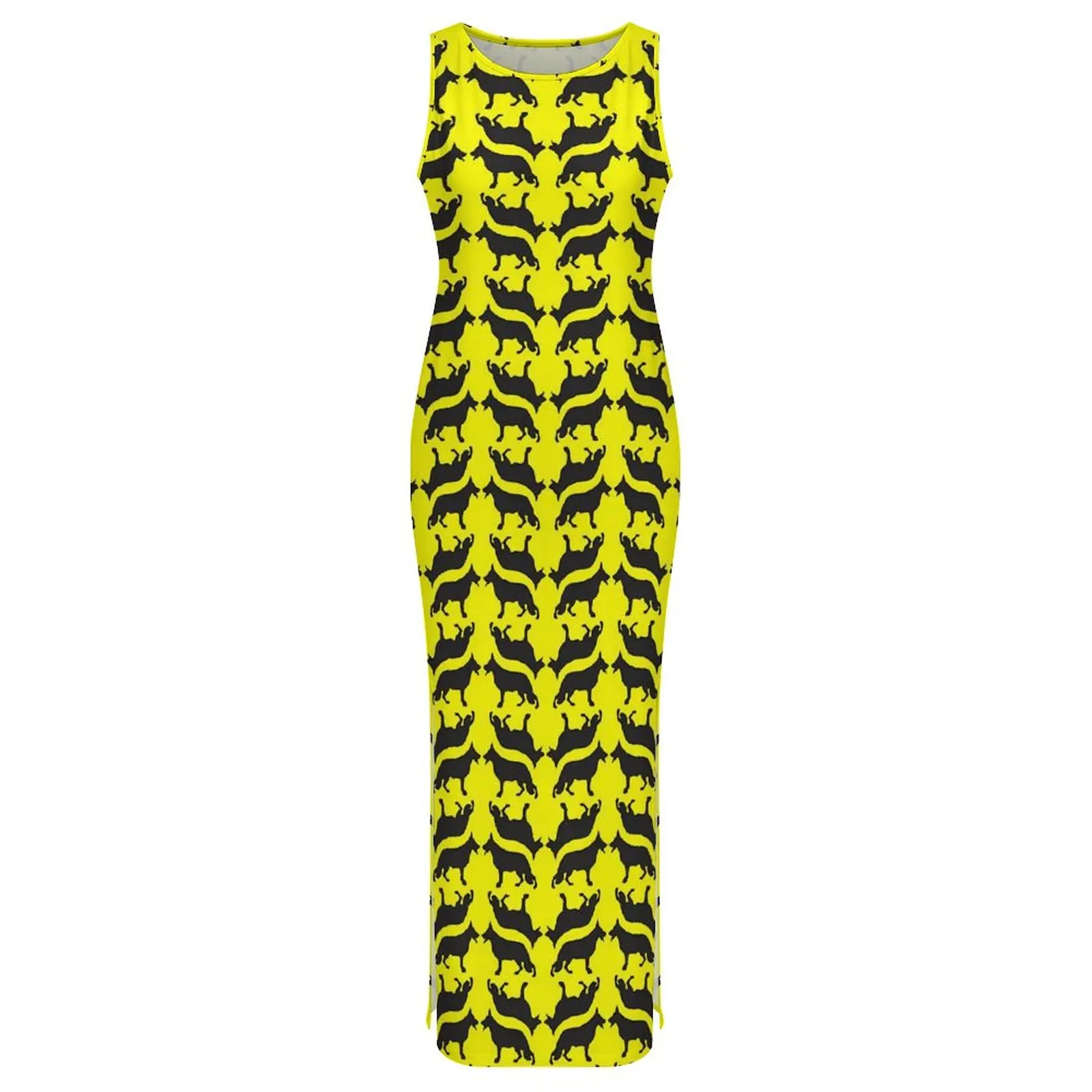 Robe moulante imprimée chien allemand, tenue d'été Maxi mignonne avec animaux, sans manches, graphique, mode de rue, grande taille 3XL 4XL