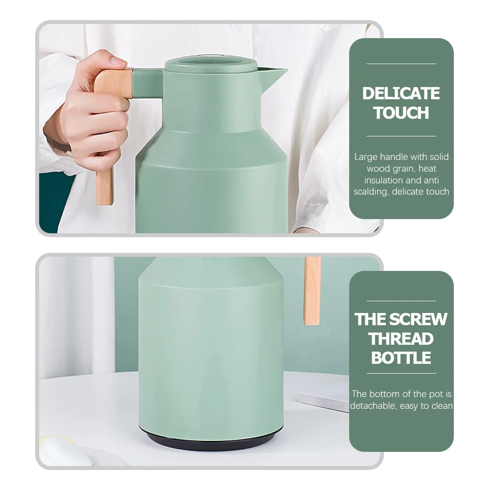 

Бытовая изолированная кастрюля, термографин со стеклянным вкладышем, деревянная ручка, простой стиль, длинное сохранение тепла, портативная горячая вода