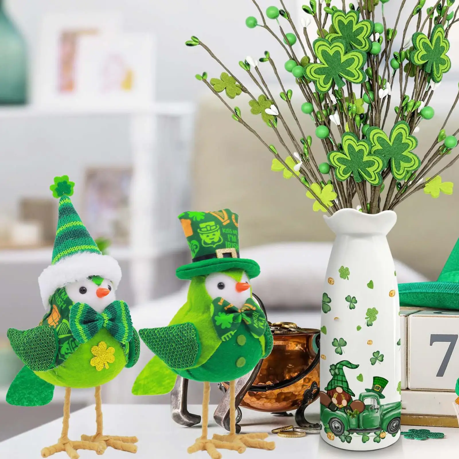 

Декор в виде птиц на день Святого Патрика, милый орнамент на день Святого Патрика, зеленые украшения в виде птицы удачи, украшение в виде зеленой птицы на удачу