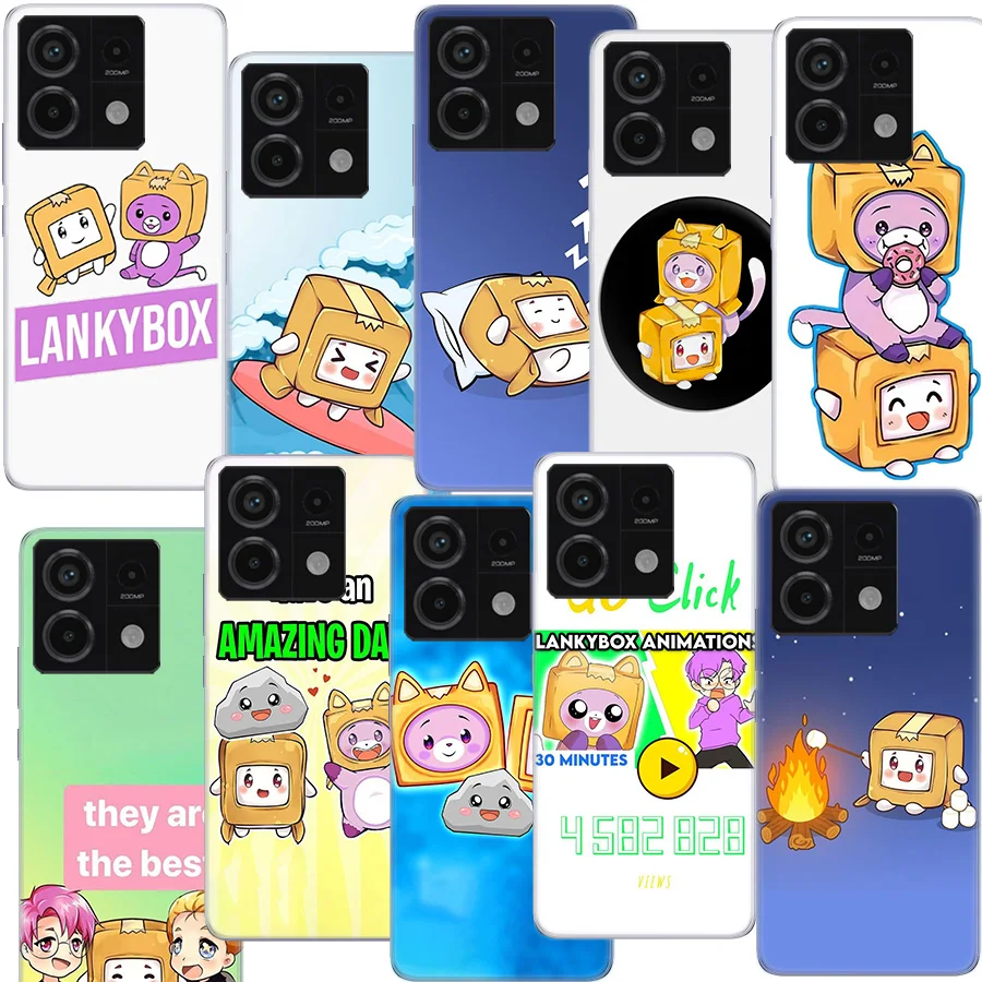 Lankybox Cute Clear Phone Case For Redmi Note 11 11S 11T 11E 10 Pro 10S 5G 9 9S 9T 8 8T 7 7A 6 6A S2 Coque Capa Hard PC Cell