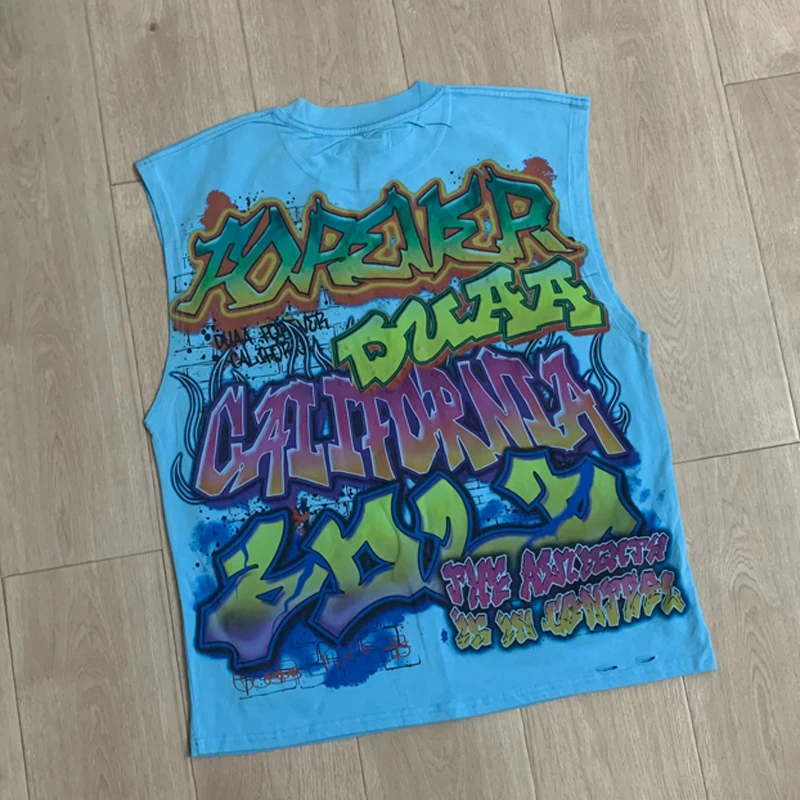 新着商品 カジュアル ルーズ デュア ベスト レターパターン - Street Fashion Graffiti のレビューと価格