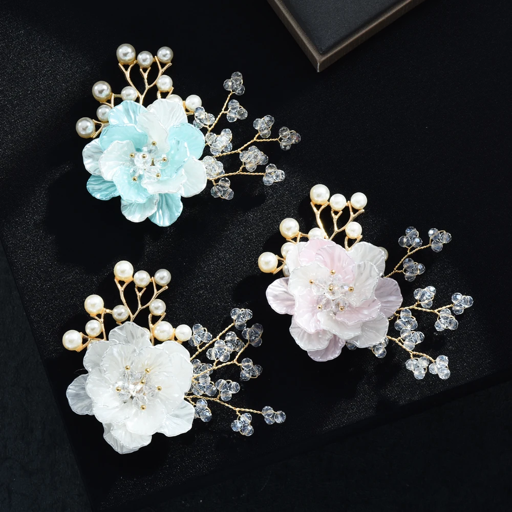 Plastic 3 Colors Flower Brooch Pins For Women Suit Jewelry Gift