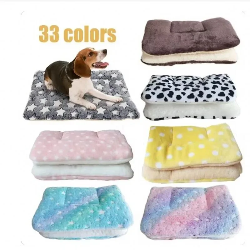 Washable Dog Bed Thickened Dog Mat Pet Cat Soft Fleece Pad Blanket Mat Cushion Home Bed Rug Keep Warm Pet Supplies cama perro