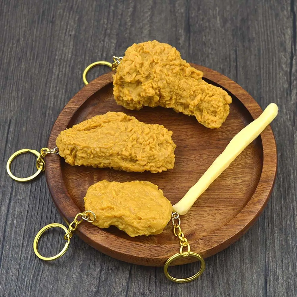 Divertidos Llaveros de Comida de Imitación: Pollo Frito, Papas Fritas, Nuggets de Pollo, Muslos de Pollo