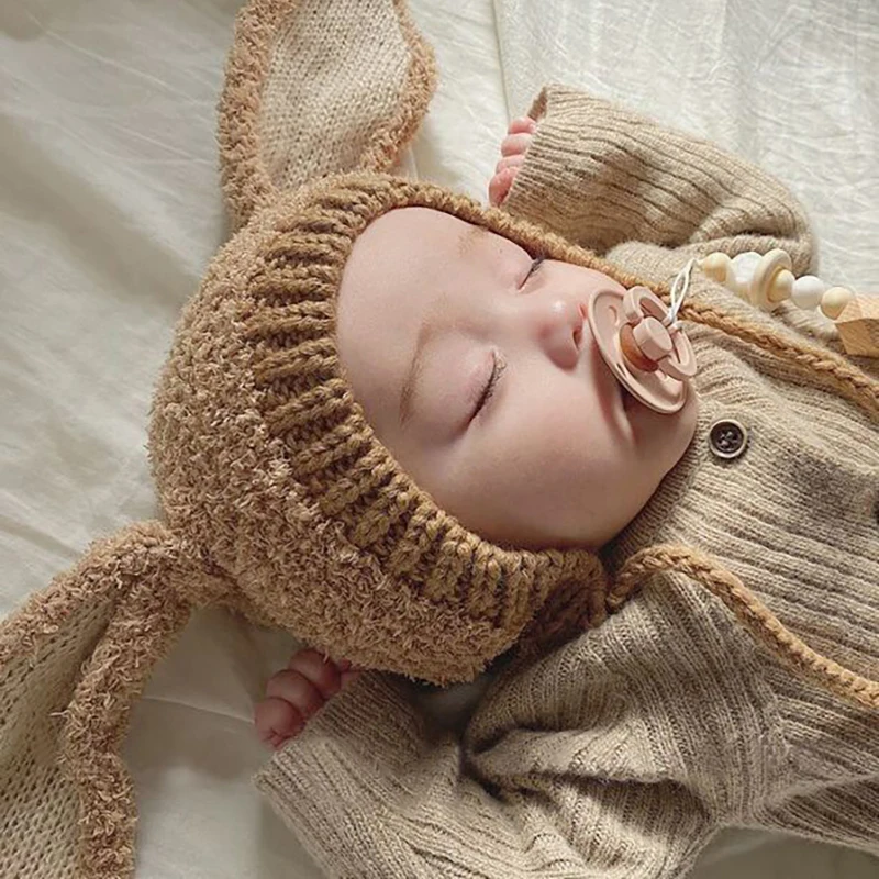 겨울 아기 귀 보호 모자, 만화 토끼 유아 후드 비니, 토끼 어린이 귀마개 모자, 두꺼운 봉제 어린이 따뜻한 헤드기어