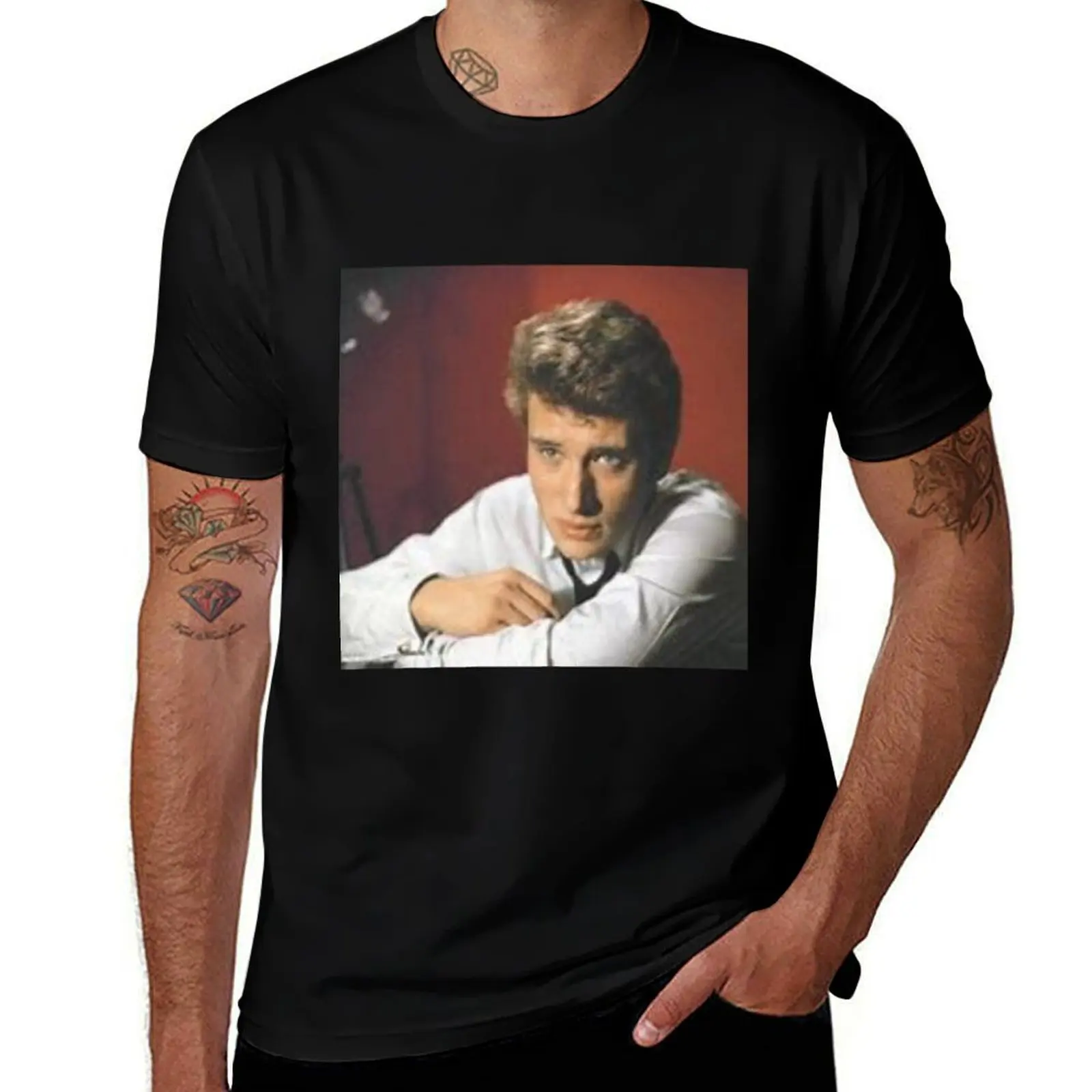 

t Johnny t échancré Hallyday luxury shirts cotton shirts quality shirt funny premium t high cotton T-Shirt man man brand