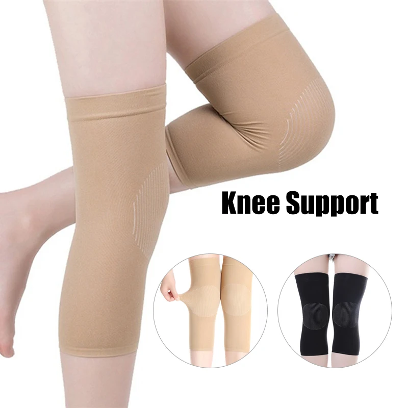 1 Pair Black/nude Knee Support Braces Elastic Nylon Sport Compression Knee Pad Sleeve For Sports Fitness Running Cycling