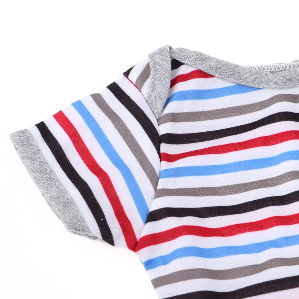 Miniature Reborn Doll Dress Pure Cotton Striped Gray Suit for Baby Dolls 20inch Clothing Set Accessories view 3