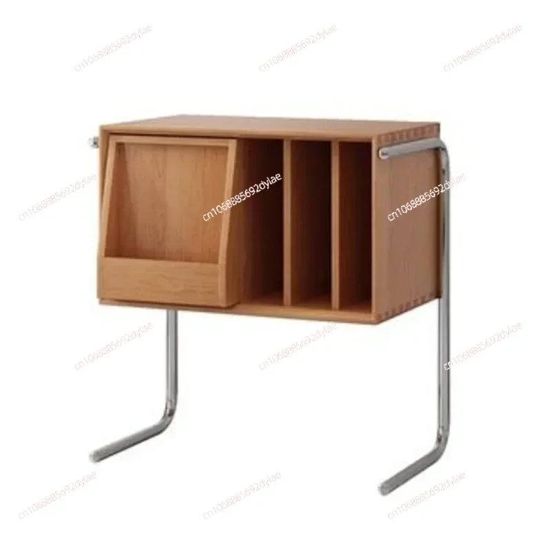 Nordic Solid Wood Sofa Book Storage Box with Movable Edges, Several Antique Storage Shelves, Ins Style Retro Magazine Cabinet