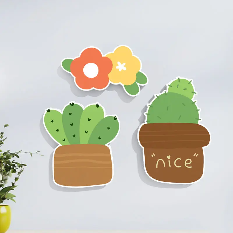 

3D Wall Patching Wall Covering Decorative Stickers Room Renovation Bedroom Door Stickers Decor Cactus Paintings PVC Thickened