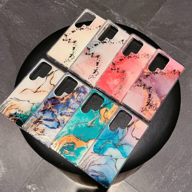 

Подходит для чехла для телефона Samsung S25 Ultra, гальванического золотистого мрамора. S24 plus S24 s23 s25