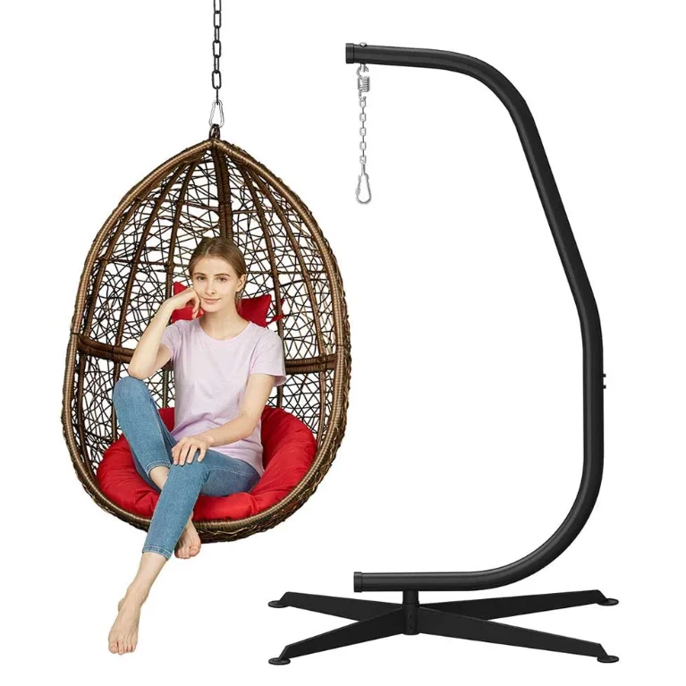 Rattan Style Chairs Egg Shape Hammock Egg Chair with Stand Foldable Rattan Chair Outdoor Furniture Sets