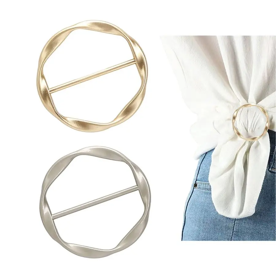 

Silk Scarf Ring Clip for Women Tshirt Tie Clips Clothing Ring Wrap Holder Fashion Round Circle Clip Belt Buckle GoldSilver
