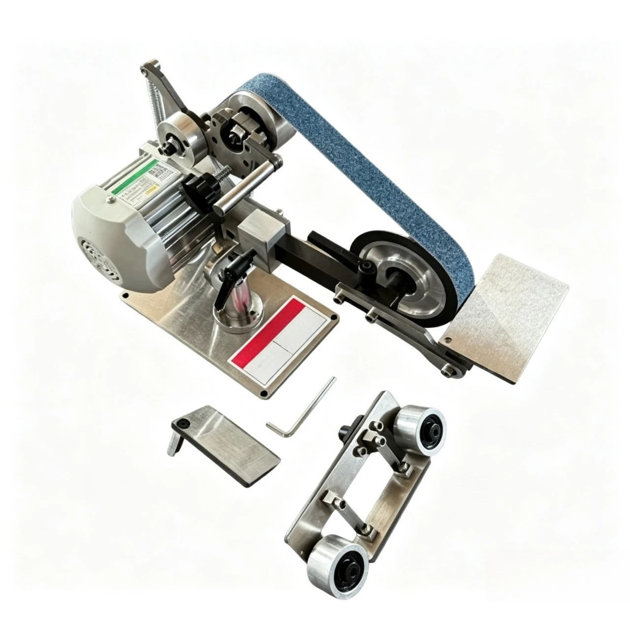 With 2 Grinding Moulds & 3PCS Sanding Belt Grinder Sander Variable Speed Belt Polisher with VFD, 550W Polishing Grinding Machine
