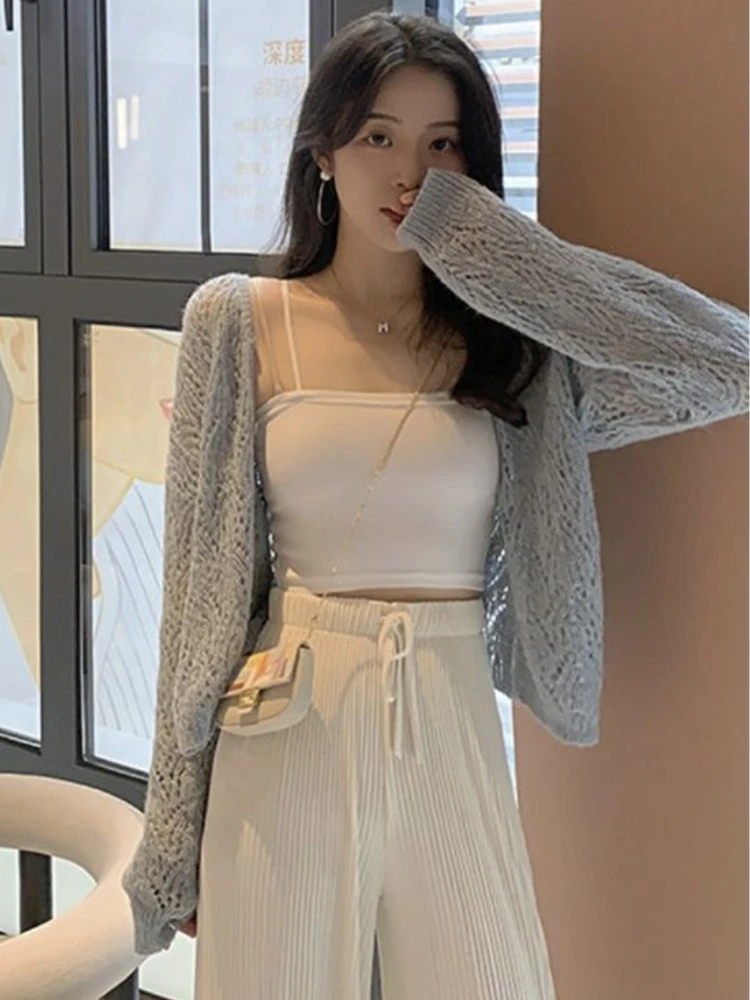 Cardigans Women Tender Charming Loose Simple Holiday Students Fashion All-match Comfortable Elegant Hollow Out Design Summer New