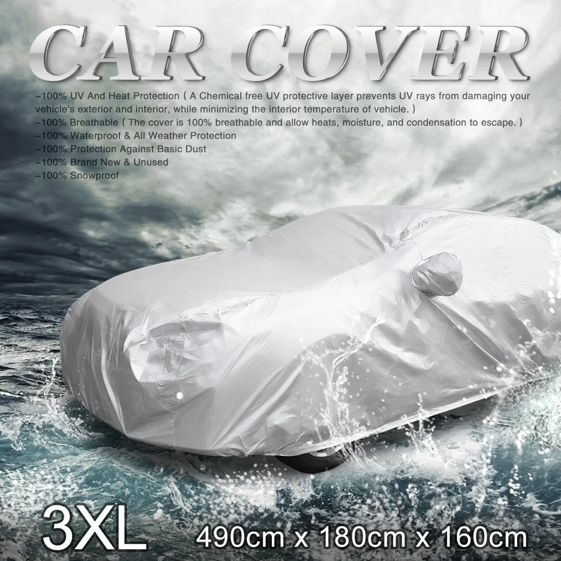 

UXCELL 3XL серебристый тон 190T автомобильный чехол для улицы, погоды, водонепроницаемый, царапины, дождя, снега, термостойкое зеркало, карман 490x180x160 см