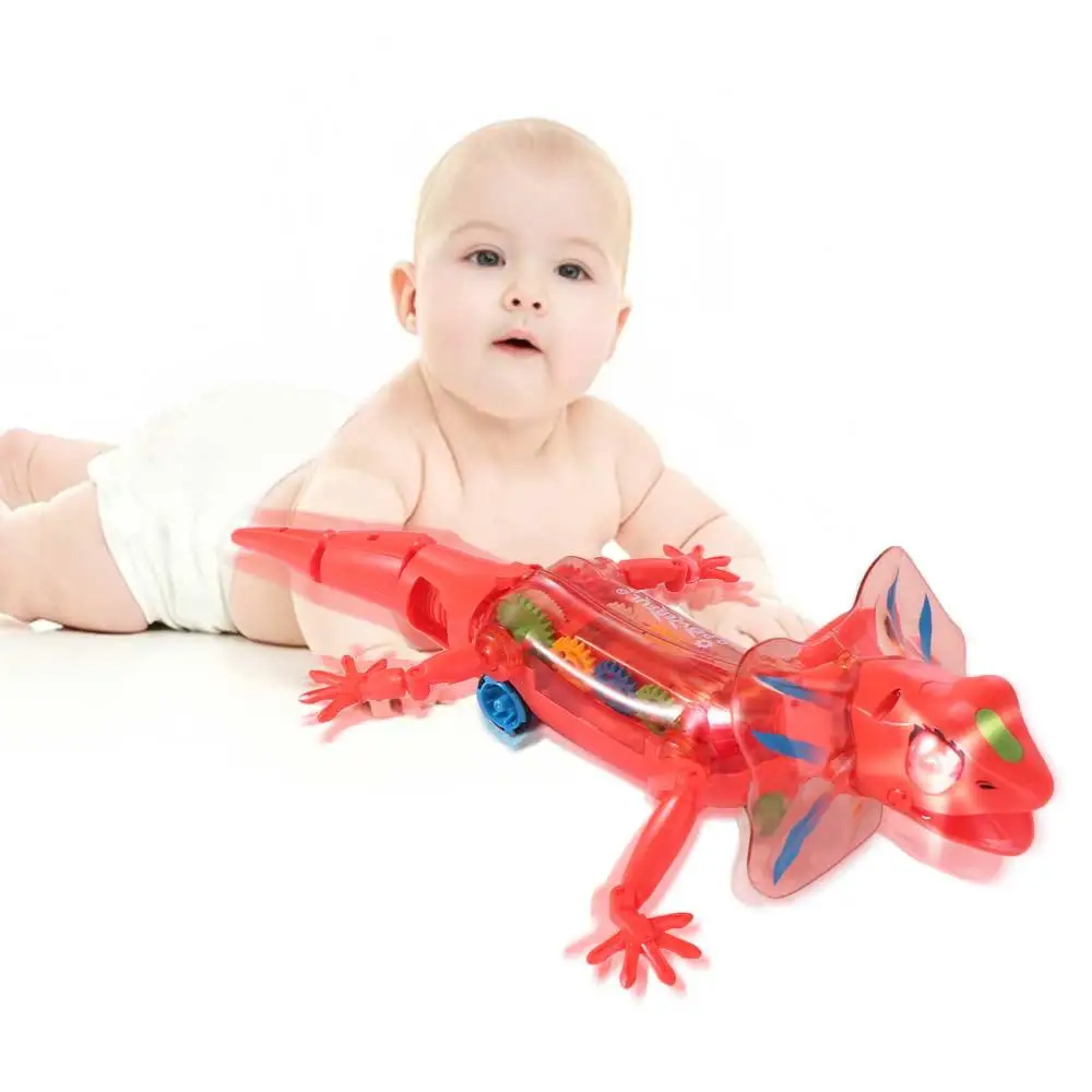 

Robotic Model Electronic Pets Lizard Sounds Lights Transparent Lizard Walking Electronic Anime Lizard