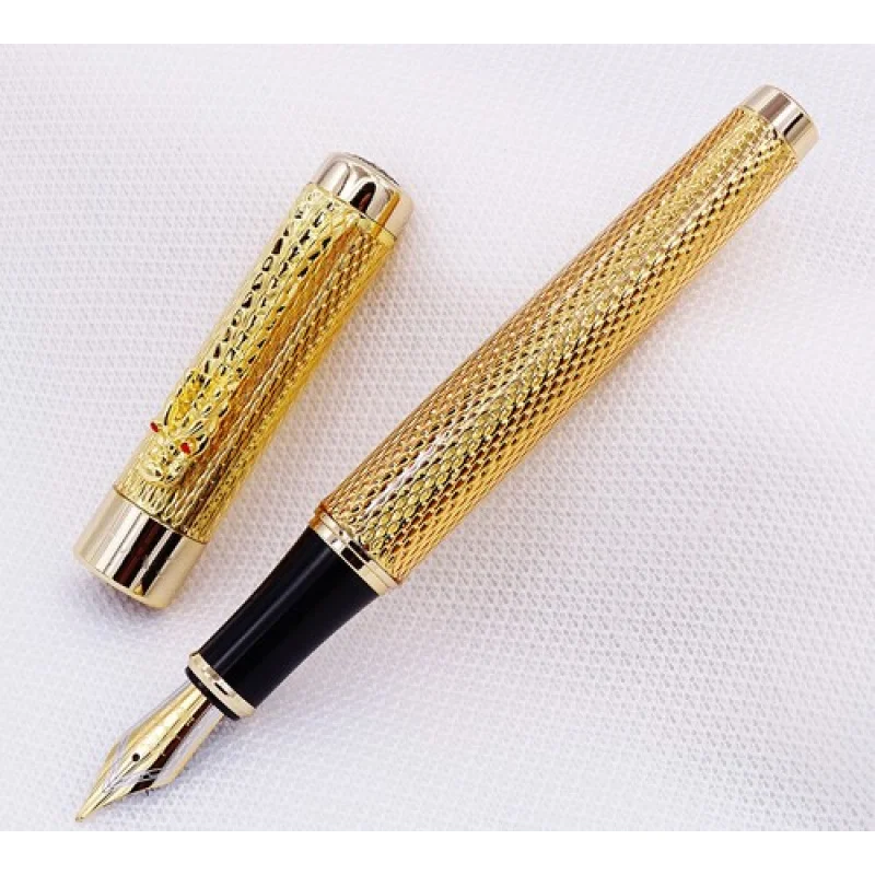 

A+ Jinhao 1200 Luxury Golden Metal Fountain Pen Medium Classic Ripples Writing Pen