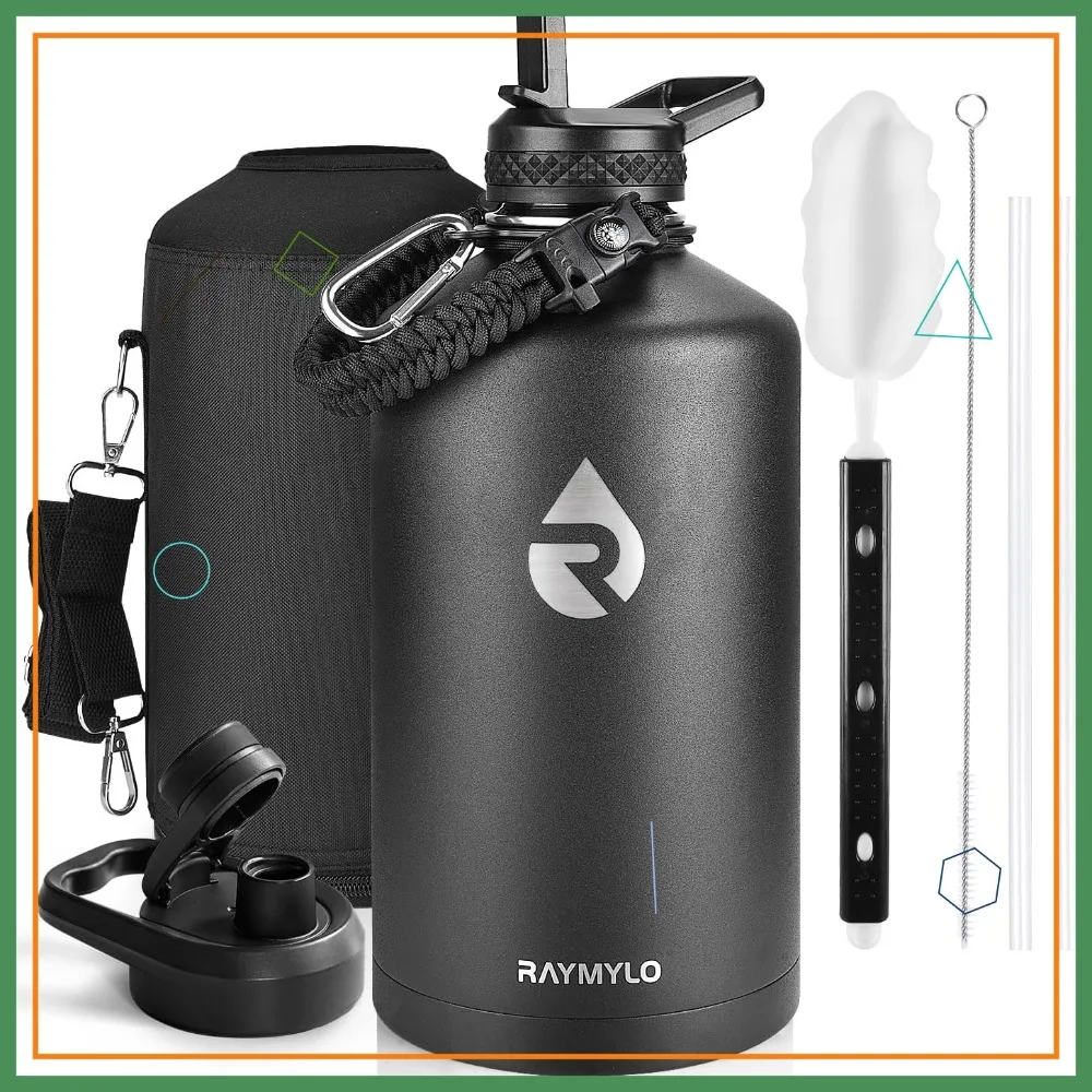 

Термос из нержавеющей стали с тройными стенками, вакуумная изоляция сохраняет холод до 48 часов, герметичный, с ручкой из паракорда и крышкой с трубочкой.