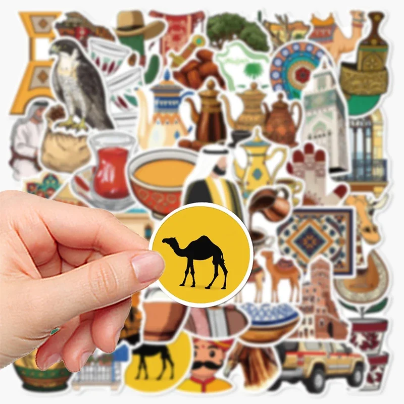 50PCS Middle Eastern Art Style Sticker Aesthetics Decorative Water Cup Skateboard Motorcycle Helmet Phone Laptop Graffiti Decals