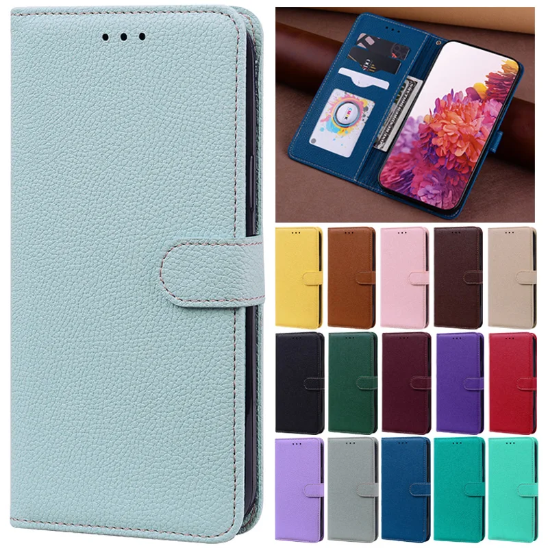 Solid Color Leather Flip Case For VIVO Y21 Y 21S Y31 Y15S Y33S Y72 Y76 Y55 5G S12 V17 V19 V21 V11 V15 V23 5G Phone Cover Wallet