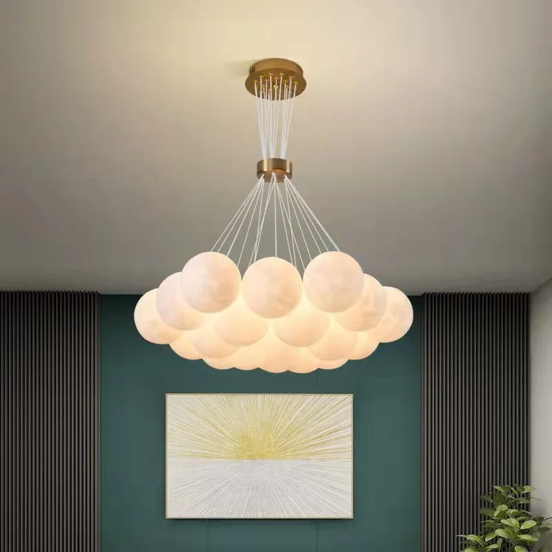 

Creative 3D printing moon living room chandelier modern simple led bedroom lamp