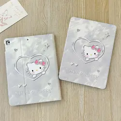 Kawaii Hello Kitty IPad Protective Case Anime Lovely Cartoon Love KT with Pen Slot Anti Fall Shell Applicable To Mini6 Ipad8 9th