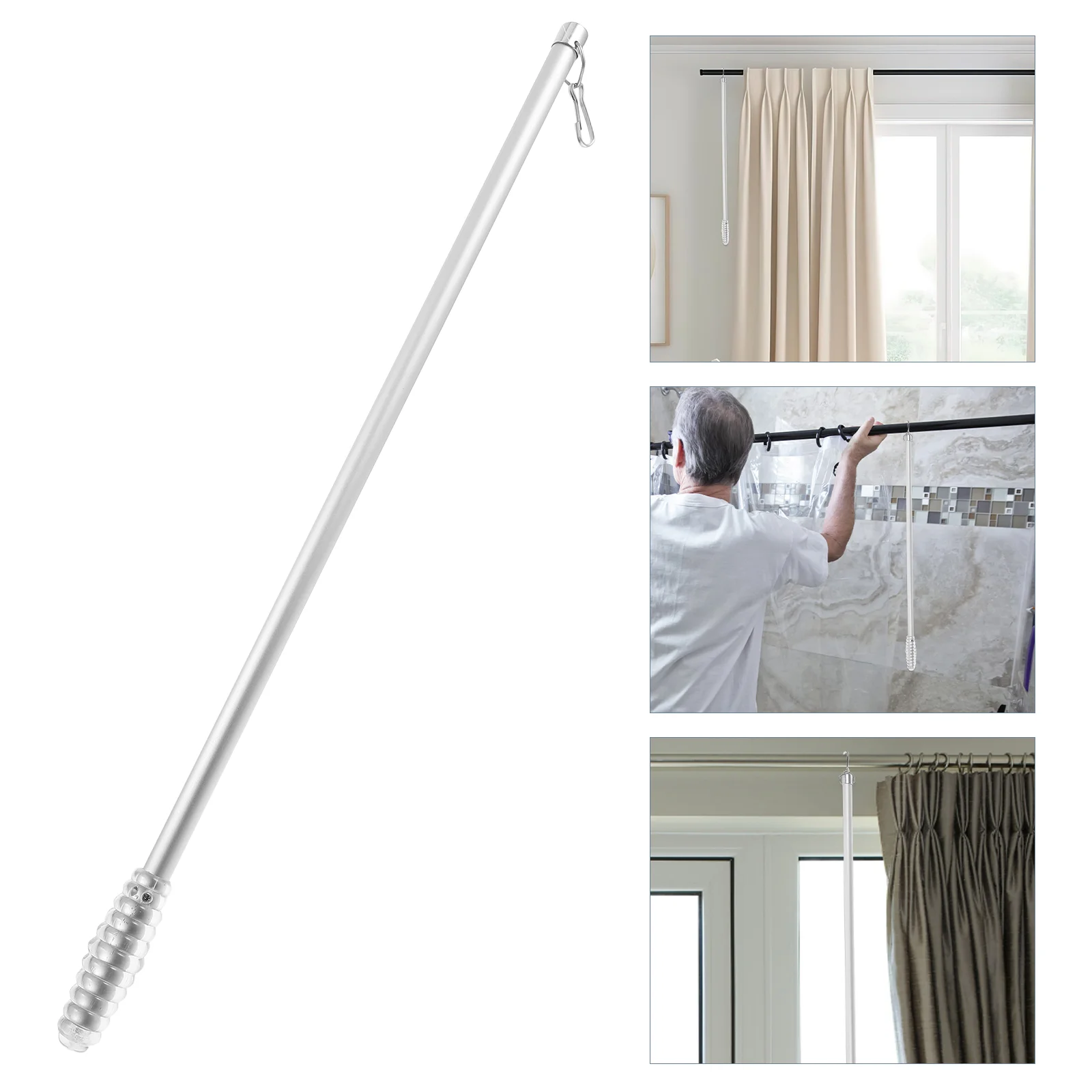 

Curtain Track Rod Long Wand Drapery Pull Stick for Curtains Portable Rods Modern