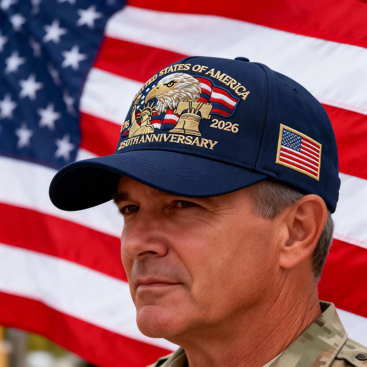 ABLECAP Unisex 250th Anniversary Hats Full Embroidered Patriotic USA Baseball Cap Independence Day Gift for Men And Women