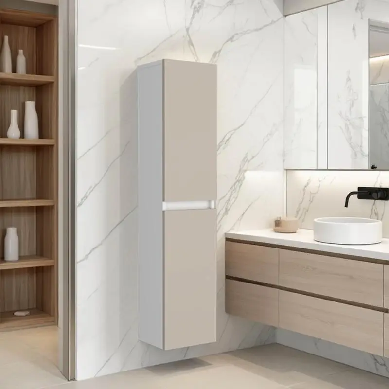 

High Vertical Storage Two-Door Cabinet with Interior Shelf, White