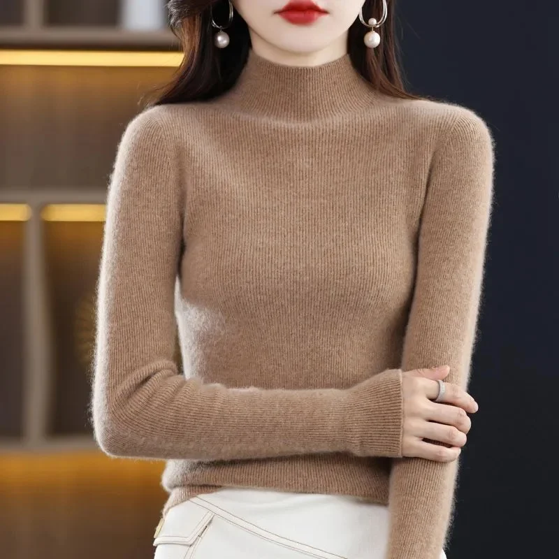 

2023 New Autumn Winter Cashmere Sweater Women Pullover Knitted Sweaters Loose Base Shirt Fashion Basic Soft JumpersTops